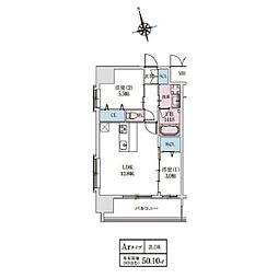 JR東海道・山陽本線 東淀川駅 徒歩4分の賃貸マンション 12階2LDKの間取り