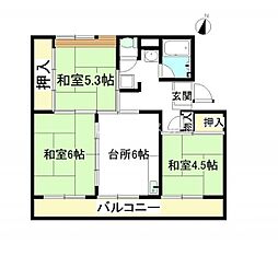ラ・ビスタ太閤山304号棟 4階3DKの間取り
