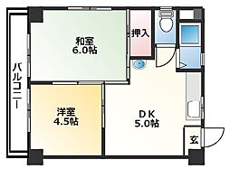 リバープール新田 4階2Kの間取り