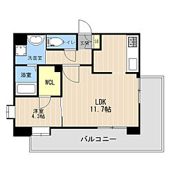 ＮＥＸＵＳ水前寺 2階1LDKの間取り