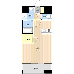 ＬＥＧＥＮＤ水前寺 14階ワンルームの間取り