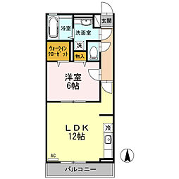 AROUSE 2階1LDKの間取り