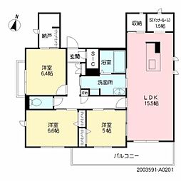 グロワール水前寺 2階3SLDKの間取り
