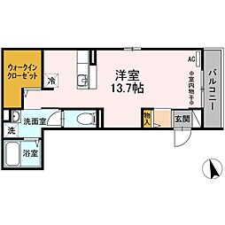 グランディール三河 ワンルームの間取図画像
