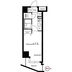 ヴェルト西大島グラーセ 0806B 8階1Kの間取り