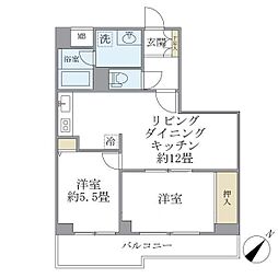 リエール若松町 5階2LDKの間取り