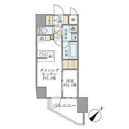アジールコート町屋 5階1DKの間取り