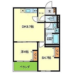 D porta mild 2階1SDKの間取り