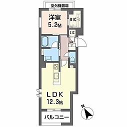 ペルル段原南 3階1LDKの間取り