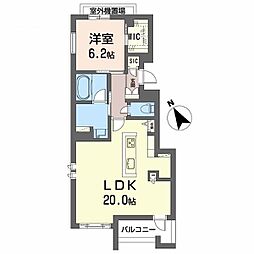 ペルル段原南 4階1LDKの間取り