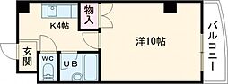 リスティア中筋 210 2階1Kの間取り