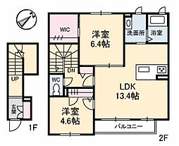 Ｄｏｌｃｅ（ドルチェ） 2階2LDKの間取り