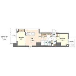 S-RESIDENCE浅草diverse 10階2LDKの間取り