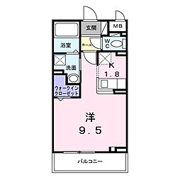 喜鈴 3階1Kの間取り