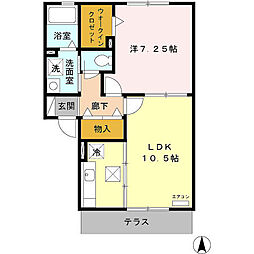 フォルテーヌIII 103 1階1LDKの間取り