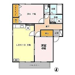 ロイヤルガーデン白岩　B・C棟　C棟 1階2LDKの間取り