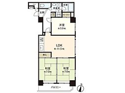 ブライトシティ柏木 11階3LDKの間取り
