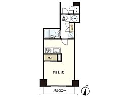 ブライトシティ柏木 7階ワンルームの間取り