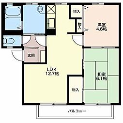 ボンファミール 2階2LDKの間取り