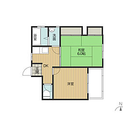 下田ビル 7階2DKの間取り