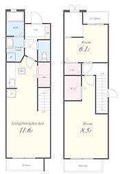 クレール有瀬 1階2LDKの間取り