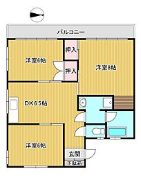 七福マンション　岩見町 2階3DKの間取り