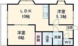 メゾンフルール 1階2LDKの間取り