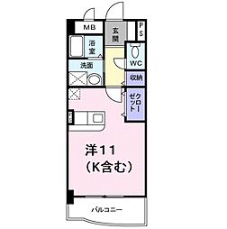 ジュピター・セト 1階ワンルームの間取り