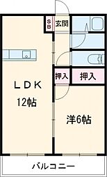 コスモマンション 1階1LDKの間取り