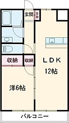 コスモマンション 1階1LDKの間取り