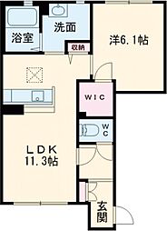 ユアーハウスＥ 1階1LDKの間取り
