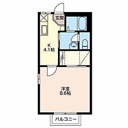 ディアスファースト Ａ 1階1Kの間取り