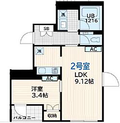 Skuld墨田緑 7階ワンルームの間取り