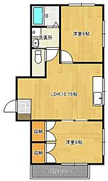 グリーンコートＭ　III 1階2LDKの間取り