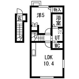 ステラート水沢 205 2階1LDKの間取り