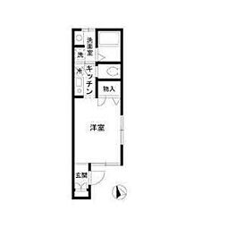 アルスS 1階1Kの間取り