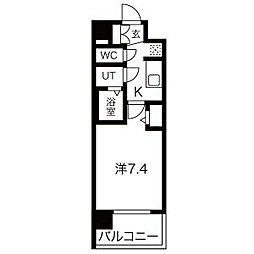 京都市営烏丸線 十条駅 徒歩3分の賃貸マンション 5階1Kの間取り