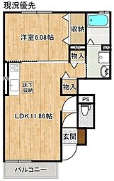 Sスクエア 1階1LDKの間取り