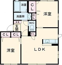 フォルトゥーナ 1階2LDKの間取り