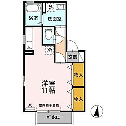 ニーナ　C棟 2階ワンルームの間取り