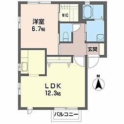 仙台市営南北線 八乙女駅 バス38分 吉岡上町下車 徒歩5分の賃貸アパート 2階1LDKの間取り