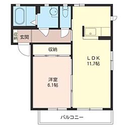 ルーチェ　インテルノ　Ｂ 1階1LDKの間取り