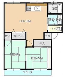 上手ハイツ1 2LDKの間取図画像
