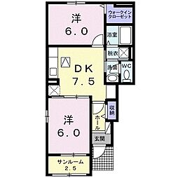 ロータス坂本C 2DKの間取図画像
