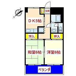 センタービル 2DKの間取図画像