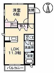 幡生ＳＨＭ　サンヒルズコート 2階1LDKの間取り