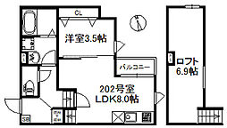 ポラリス鳥栖駅南 202 2階1LDKの間取り