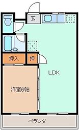 上毛電気鉄道 桐生球場前駅 徒歩9分の賃貸アパート 2階1LDKの間取り