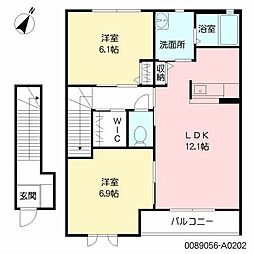 サンビレッジ松原 2階2LDKの間取り