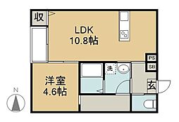 （仮称）大工町アパート　Ｂ棟 1階1LDKの間取り